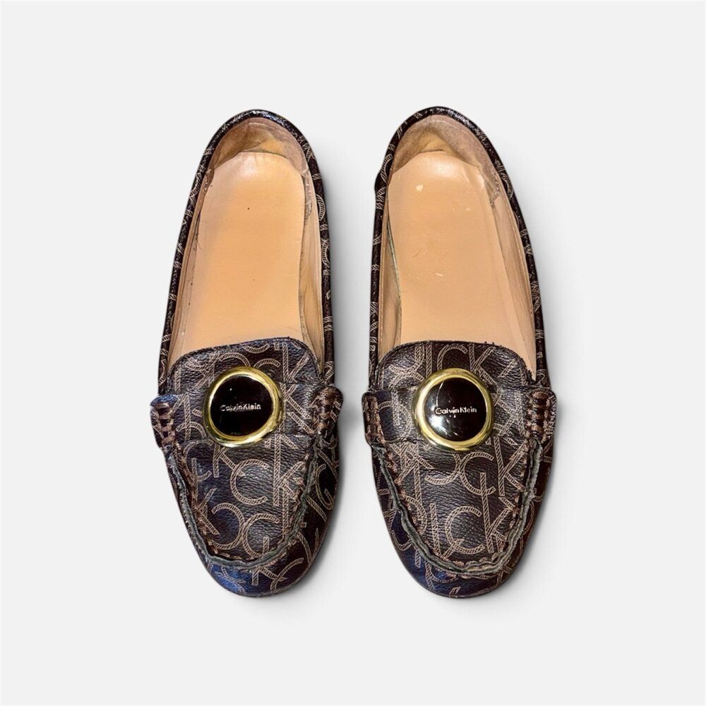 Calvin Klein Women's Brown Monogram Loafer Flats